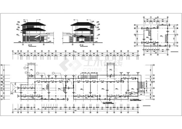 某市商业街建筑施工设计CAD图-图二