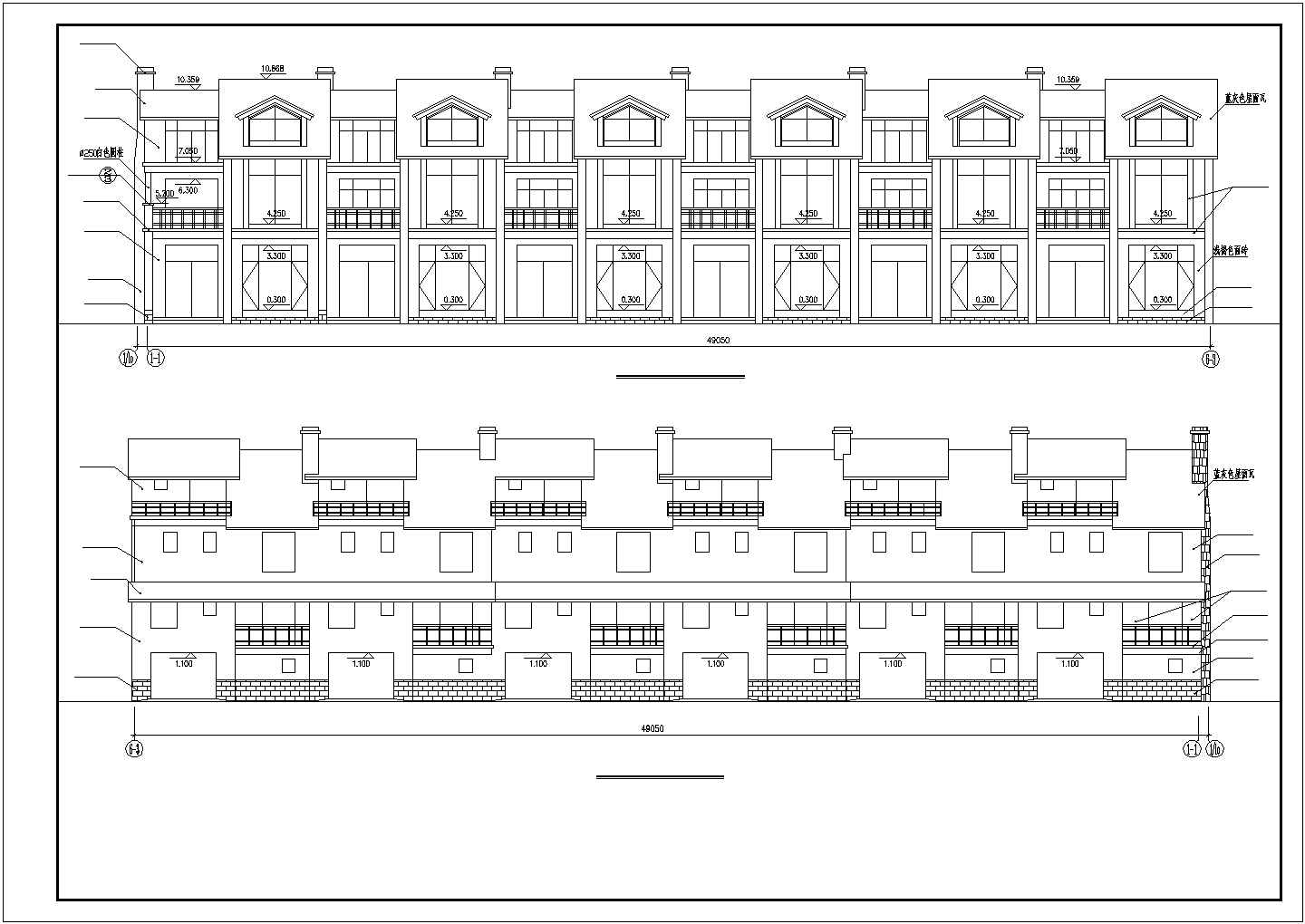 某小区联排别墅方案CAD设计参考图