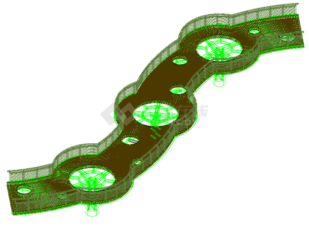 园博园人行景观桥CAD三维实体模型-图一