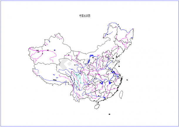 中国水系图、河网分级、行政区划-图一