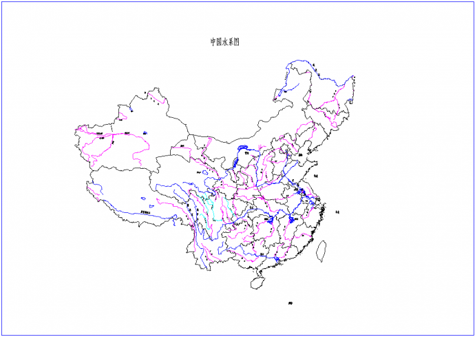 中国水系图、河网分级、行政区划_图1