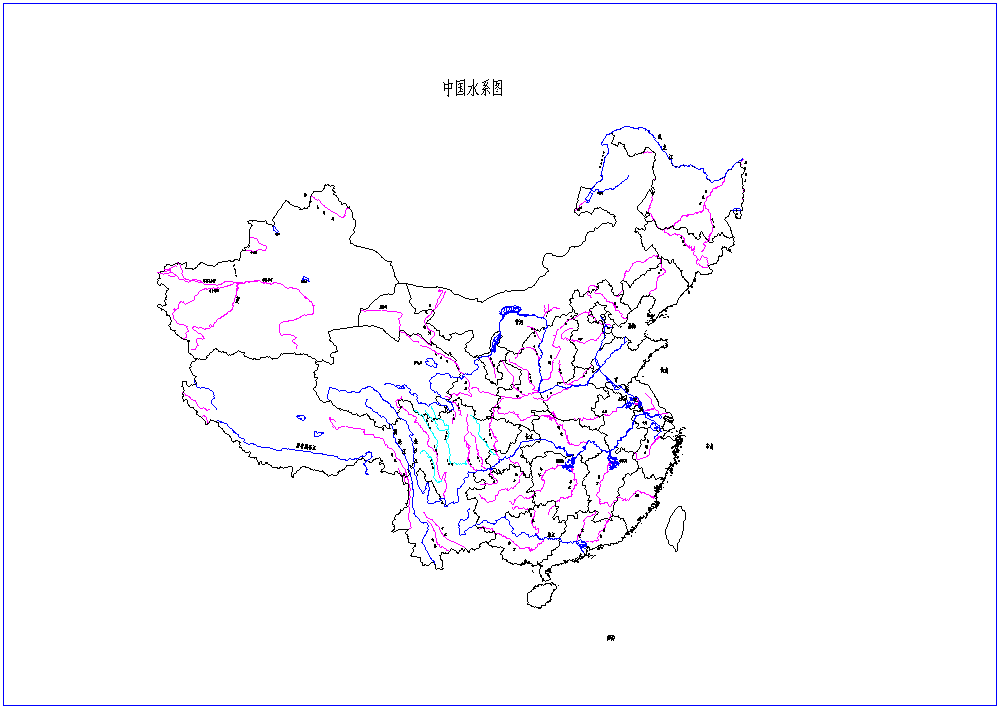 中国水系图、河网分级、行政区划