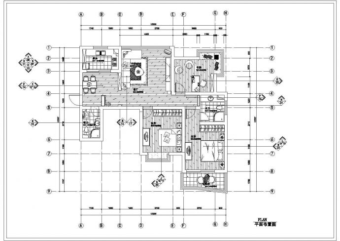 现代小户型室内装修cad施工设计图纸_图1