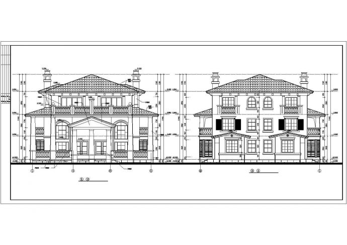 某小区双拼别墅建筑设计CAD图_图1