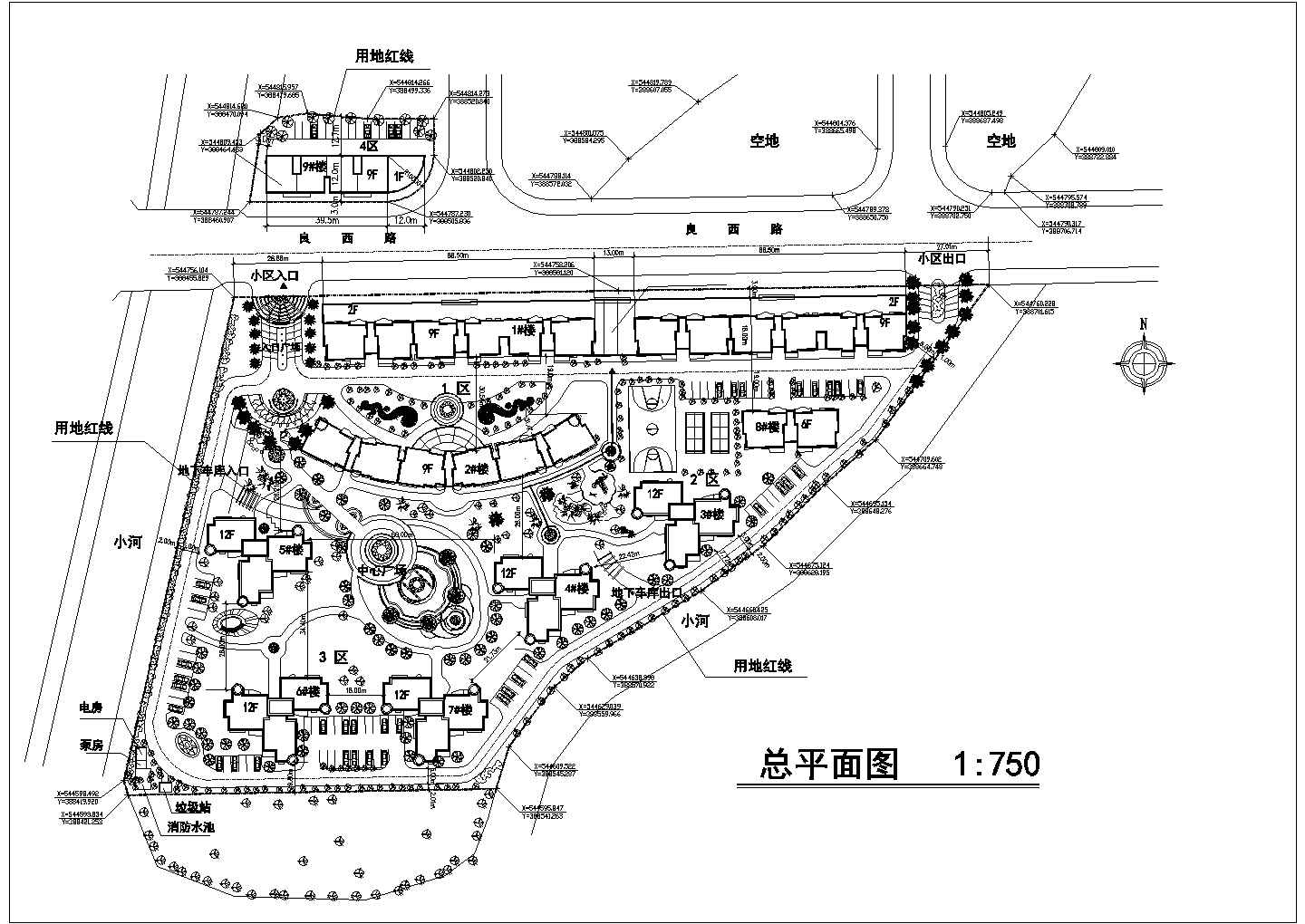 某小高层住宅区规划CAD设计平面图