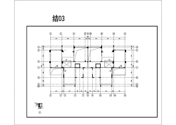 多层异形柱别墅框架设计CAD布置图_图1