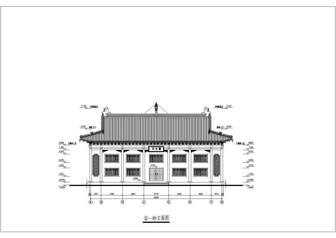 某寺庙天王殿建筑施工CAD布置图_图1