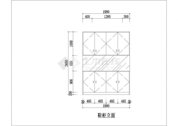 现代简约风格三室两厅室内装修设计图纸-图二