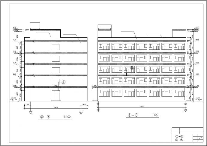 某宿舍楼方案设计cad平立剖面图_图1