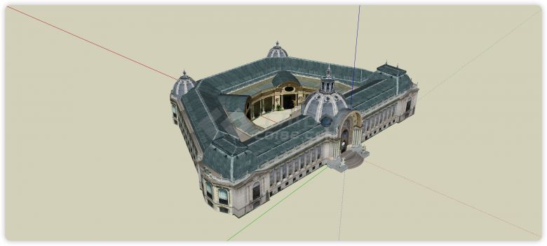 皇冠造型屋顶外国古典建筑su模型-图二