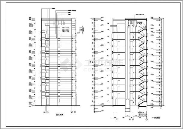 某市高层住宅楼施工建筑设计CAD平立面图-图二