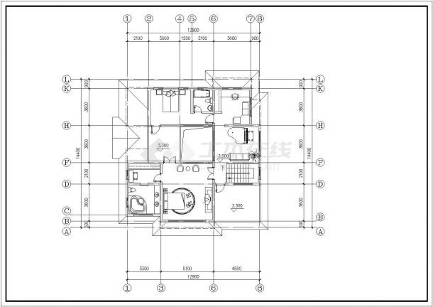 二层传统风格别墅建筑设计图，含效果图-图二