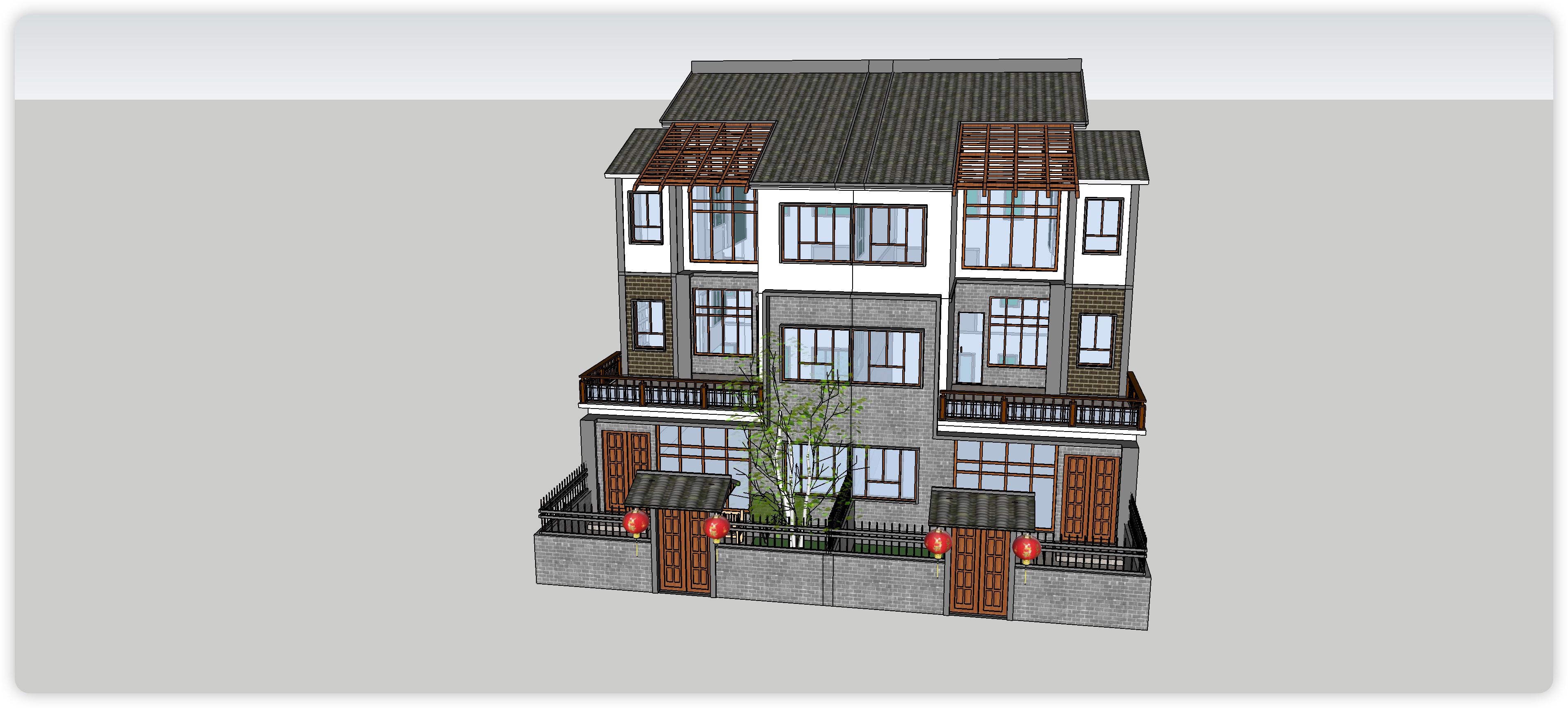 现代联排别墅3dmax 模型下载-光辉城市