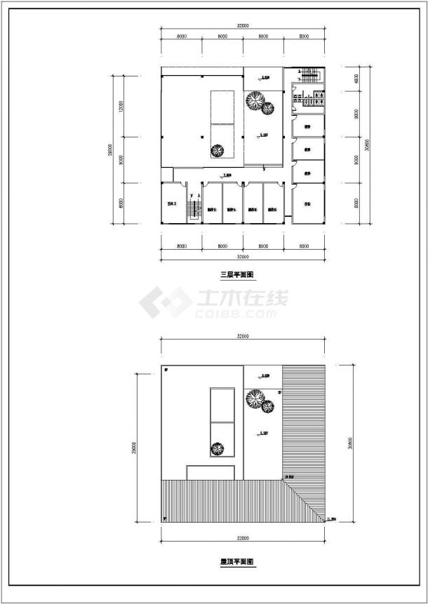 泸州老窖天府中学建筑CAD平面布置参考图-图二