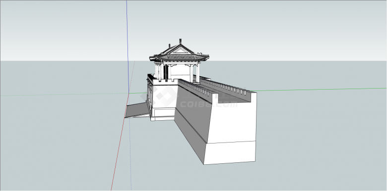 中式宫廷风格城门su模型-图二