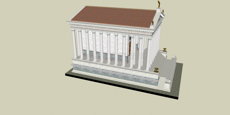 古罗马建筑su模型白色外观-图二