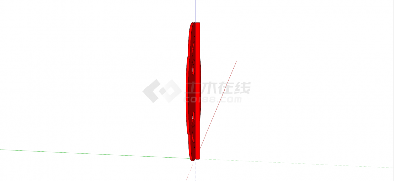 中式红色镂空元素构件su模型-图二