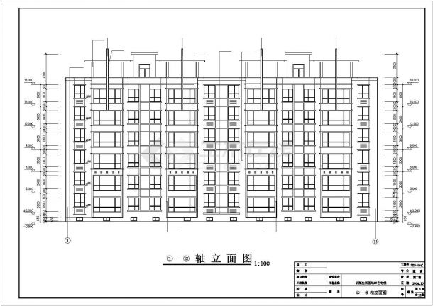 某框架住宅楼建筑施工CAD设计平立面图-图二