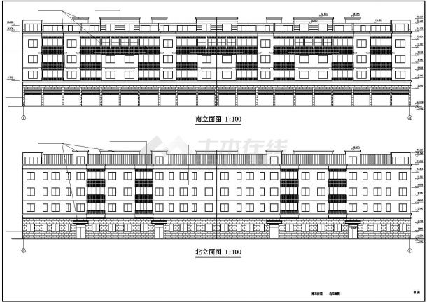 某多层住宅楼建筑CAD施工平立面图纸-图一