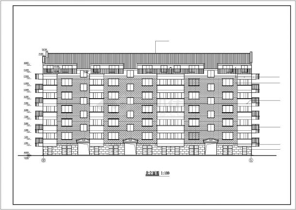 天花小区住宅楼六层住宅建筑CAD设计施工图-图一