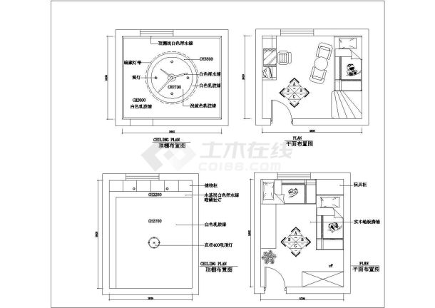 儿童房卧室室内cad装修立面施工设计图-图一