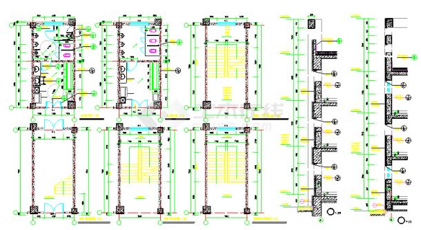 某精致框架结构宿舍楼建筑设计CAD平面布置图-图二