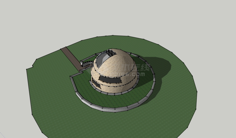 半球形顶部有观景露台别墅su模型-图二