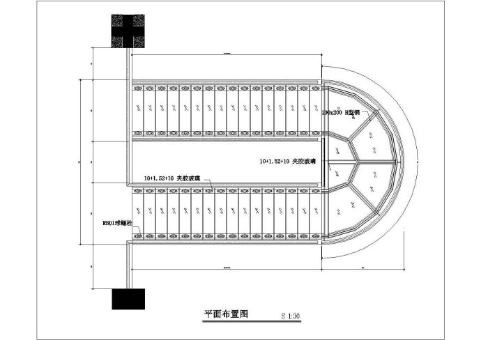 商业装修钢制玻璃楼梯CAD详细节点图纸_图1