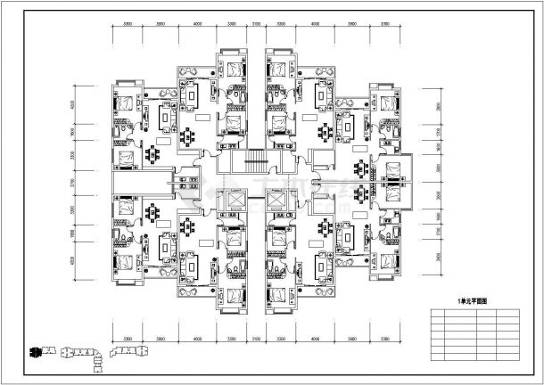 高层住宅户型建筑CAD设计平面图-图一