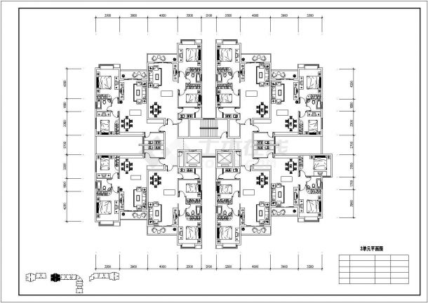 高层住宅户型建筑CAD设计平面图-图二