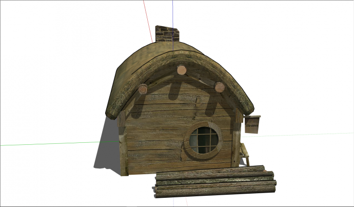 木制简约小型古建筑su模型_图1