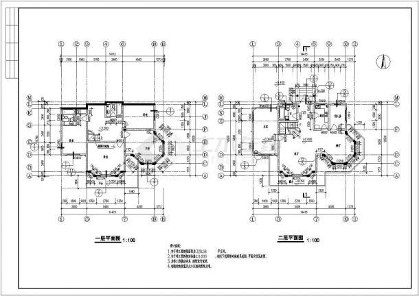 某地区三层别墅CAD设计方案图-图一