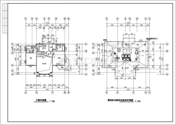 某地区三层别墅CAD设计方案图-图二