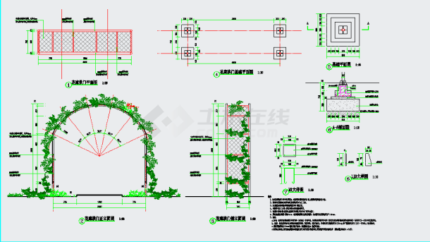 某欧式小区花荫廊设计施工图（带效果图）-图一