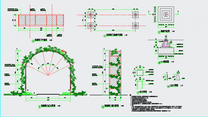 某欧式小区花荫廊设计施工图（带效果图）_图1