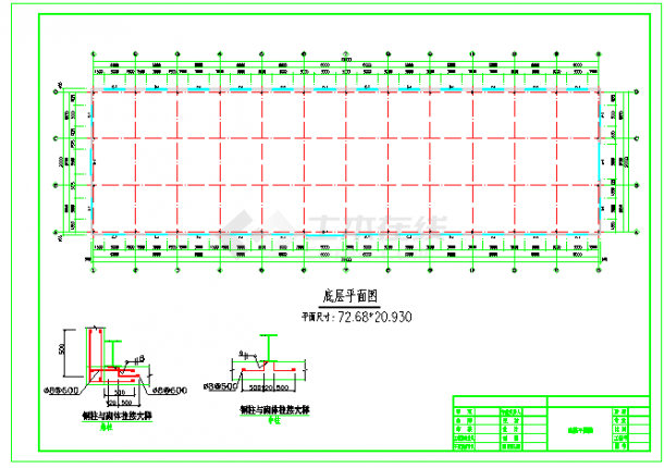 20米跨5t行车标准厂房车间钢结构施工图-图二