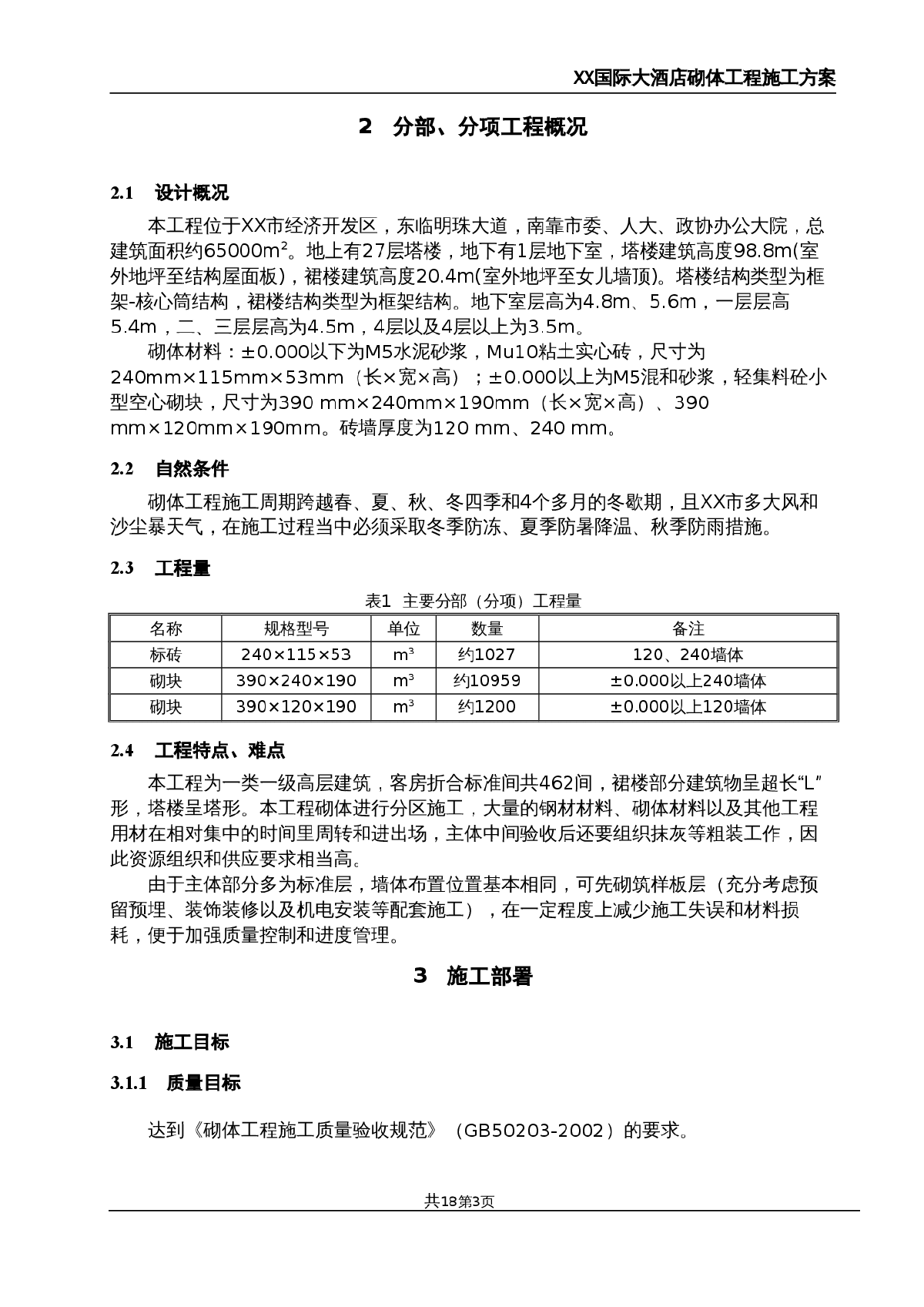 陕西国际大酒店砌体工程施工方案砼小型空心砌块