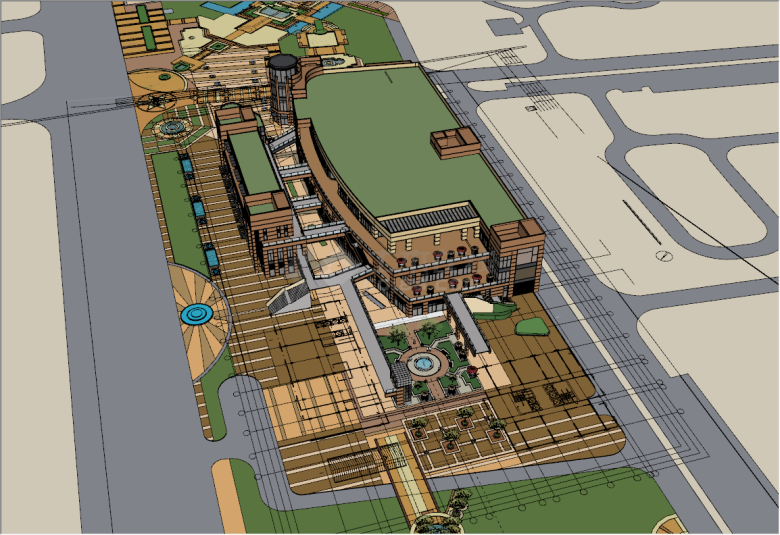 现代高端豪华商业街建筑su模型-图一