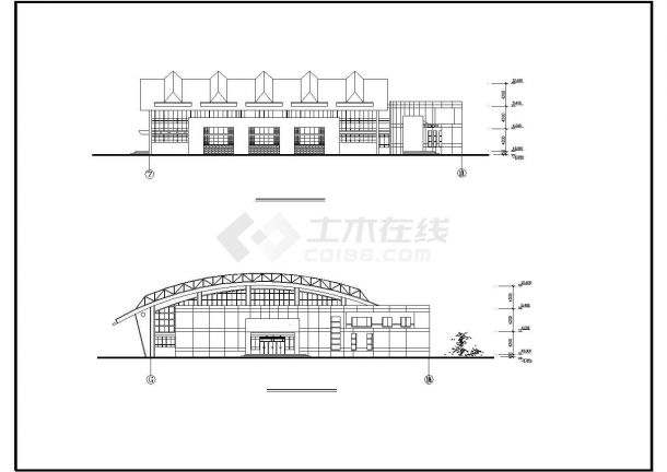 某学校体育馆建筑施工设计CAD方案-图二