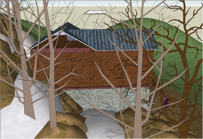 藏式现代风小型二层住宅su模型_图1