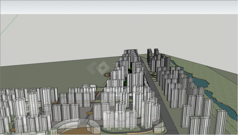 带有多栋高层建筑的小区su模型-图二