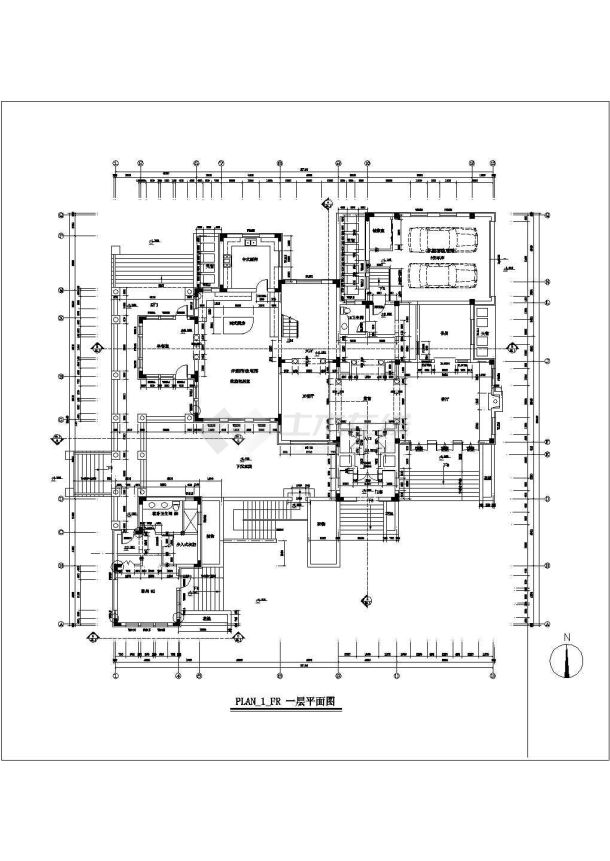 经典超大别墅户型平立剖面CAD布置图-图一