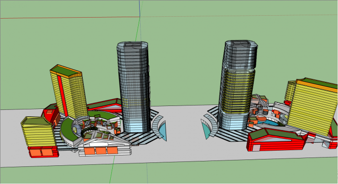 市区商业综合建筑楼su模型_图1