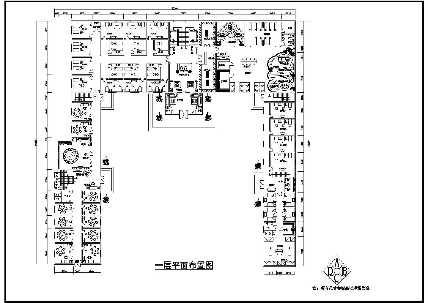 某酒店洗浴中心建筑cad平面图