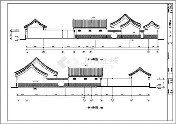 中式仿古四合院建筑设计全套图纸（含建筑、结构、水、电、暖设计详图）另附详细效果图-图二