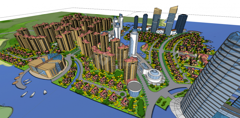 沿海城市综合体社区su模型-图二