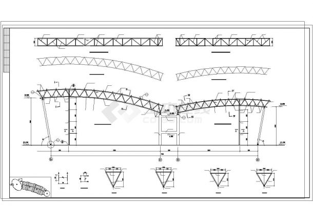 某大型会展中心DE区桁架结构图纸-图一