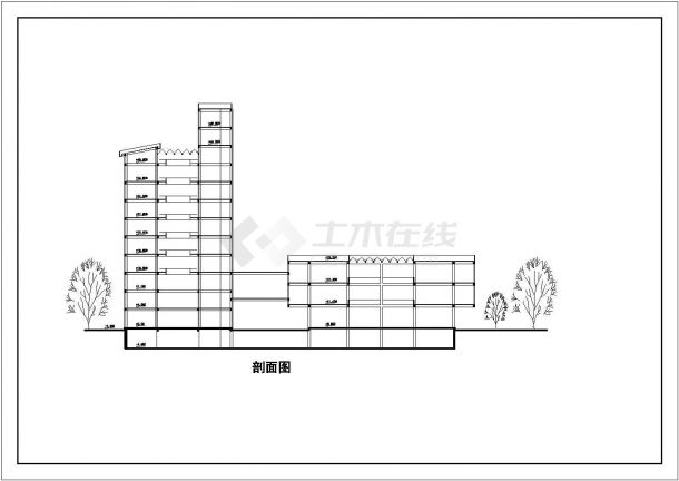 某商业综合楼全套建筑设计CAD图纸-图二