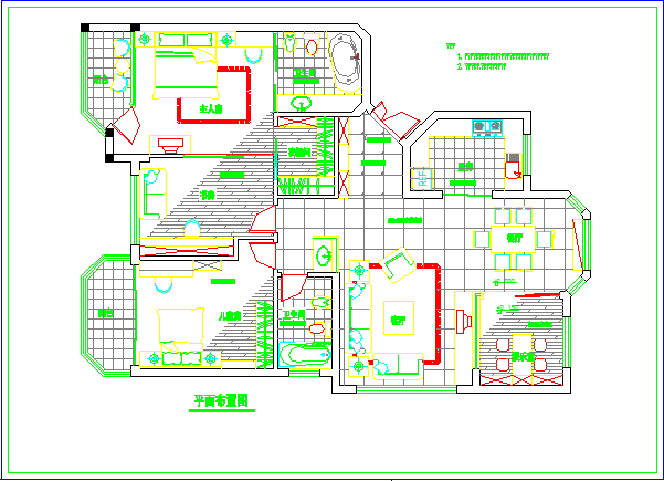 110平米户型家居装饰cad施工设计图_图1