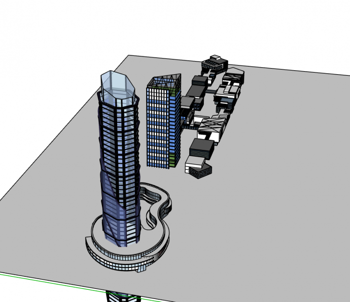 商住综合体新城项目建筑su模型_图1